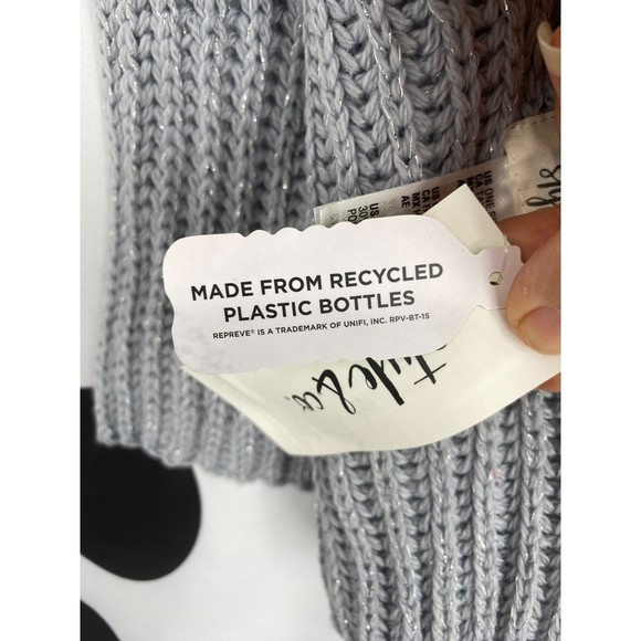 Style & Co NWT Solid Ribbed Muffler Extra Long Recycled Wrap Scarf Grey OS New - Picture 6 of 10